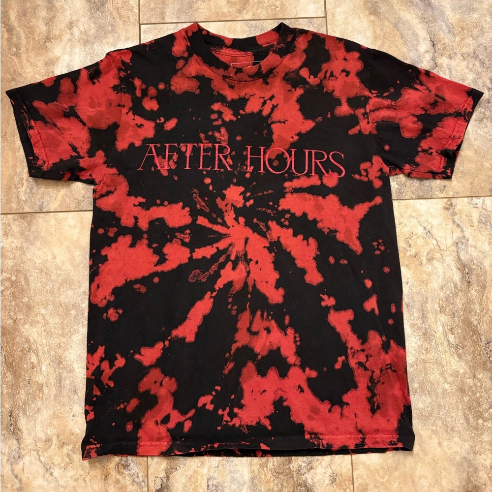 XO The Weeknd After Hours "Bleed Dye" Black/Red Tie Dye T-Shirt RARE Mens Medium